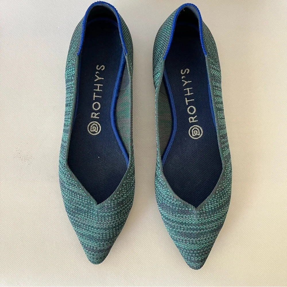Rothy’s The Point Aqua Heather Flats